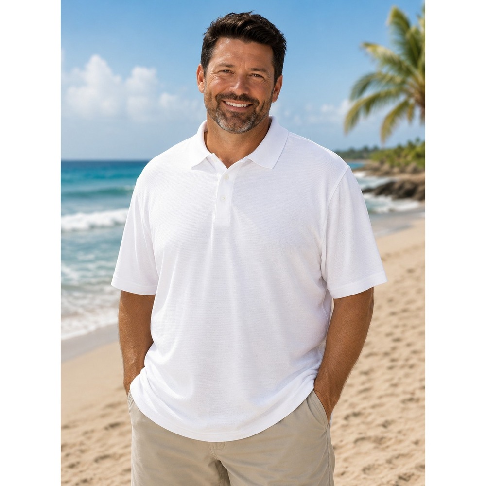 BUGATCHI UOMO Men's XXL White Polo Shirt Golf Casual -297